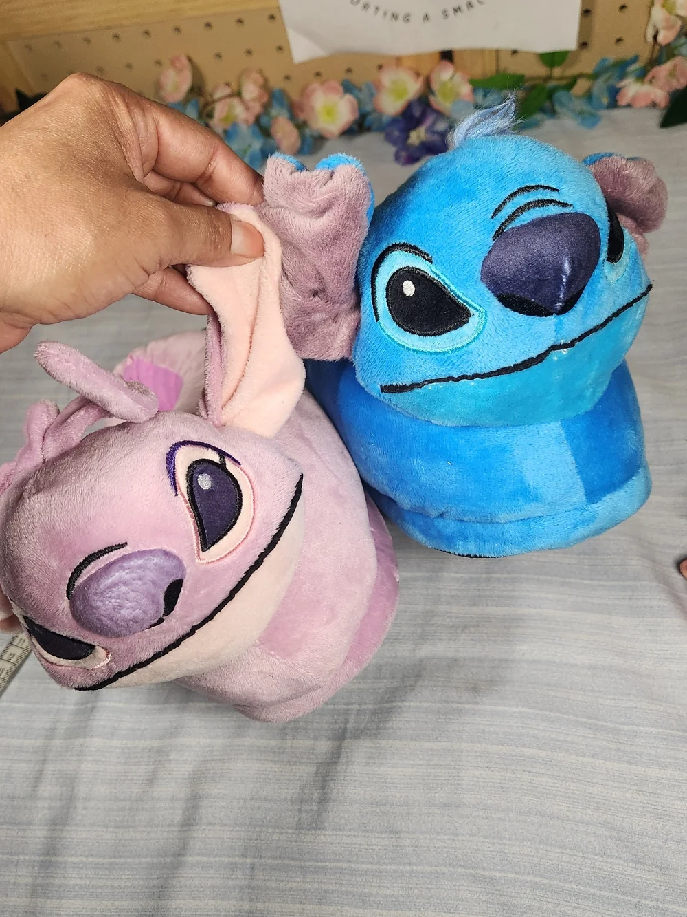 DisneyStitch and Angel Pop-Up Ears Plush HouseSlippers Mismatched Youth Size 2-3